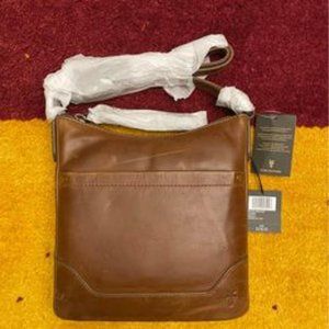 FRYE Melissa Swing Pack Zip Crossbody Bag in Cognac Leather